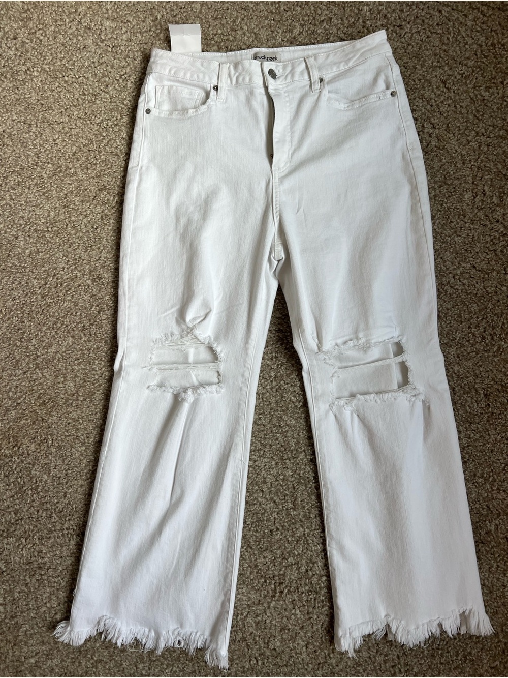 Sneak Peek White High-Rise distressed denim